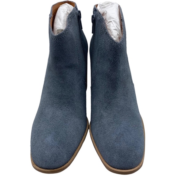 Lucky Brand Boots Pellyon Blue Suede Leather Block Heel Ankle Spring Casual NEW - Picture 3 of 12